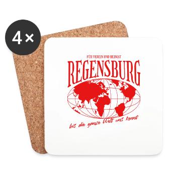 Cadeau de football à domicile de Ratisbonne - Dessous de verre (lot de 4) - blanc - Devant