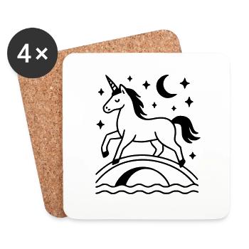 Einhorn unter dem Mond - Untersetzer (4er-Set) - Weiß - Vorne