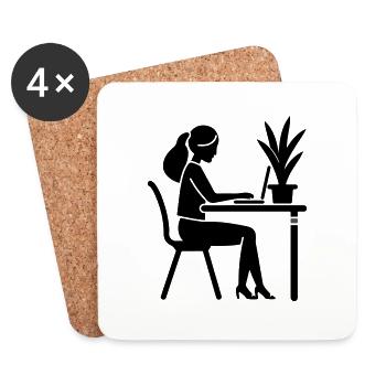 Learning, Studying, Working - Coasters (set of 4) - white - Front