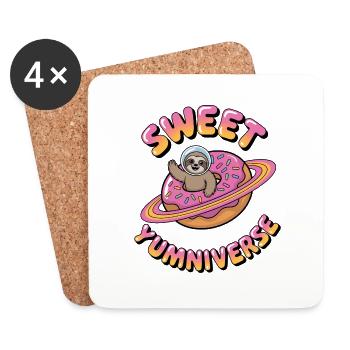 Aventure mignonne de paresseux dans le Yumniverse - Dessous de verre (lot de 4) - blanc - Devant