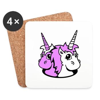 2 Unicorn Girl Team Cute Bottom Hole Friends - Coasters (set of 4) - white - Front