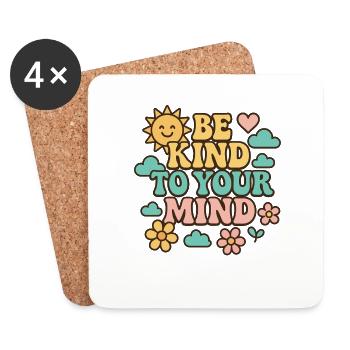 Be Kind To Your Mind in 70s Style - Coasters (set of 4) - white - Front