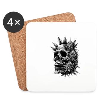Skull Hemp Leaves Skull Stoned 420 Cannabis - Coasters (set of 4) - white - Front