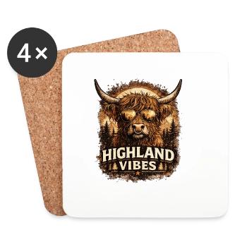 Highland Vibes in Sepia - Untersetzer (4er-Set) - Weiß - Vorne