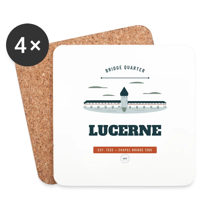 Lucerne badge on a coasters (set of 4), white
