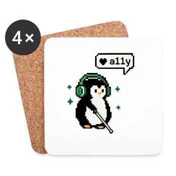 A11y Penguin - Pixel Accessibility - Untersetzer (4er-Set) - Weiß - Vorne