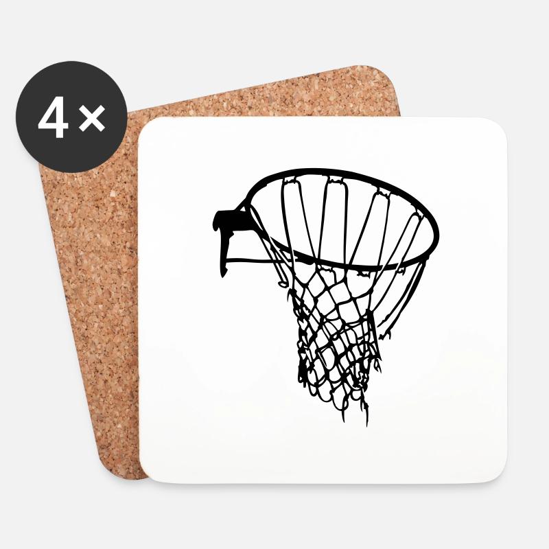 Basketballkorb - Untersetzer (4er-Set) - Weiß