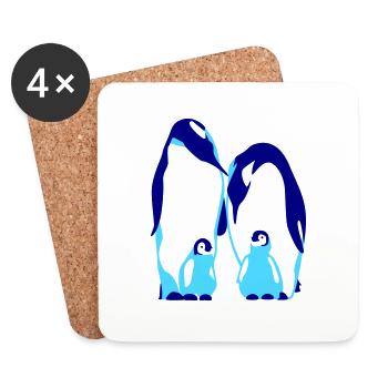 Pinguin-Familie - Untersetzer (4er-Set) - Weiß - Vorne