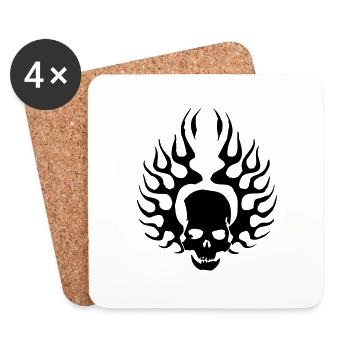 Burning Skull - Coasters (set of 4) - white - Front