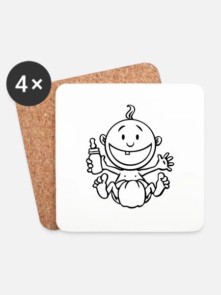 The baby laughs. - Coasters (set of 4) - white