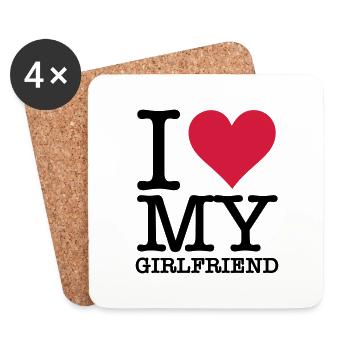 I Love My Girlfriend - Dessous de verre (lot de 4) - blanc - Devant