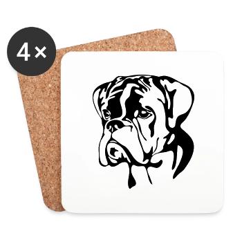 BOXER PORTRAIT Wilsigns Hund Hunde - Untersetzer (4er-Set) - Weiß - Vorne