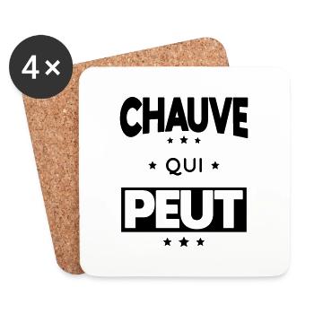 Chauve qui peut - Dessous de verre (lot de 4) - blanc - Devant