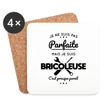 Je ne suis pas parfaite mais je suis bricoleuse - Dessous de verre (lot de 4) - blanc - Devant