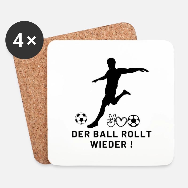 Fußball - der Ball rollt wieder - Untersetzer (4er-Set) - Weiß