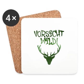 vorsicht wild,graffiti,grün,geweih,hirsch - Untersetzer (4er-Set) - Weiß - Vorne