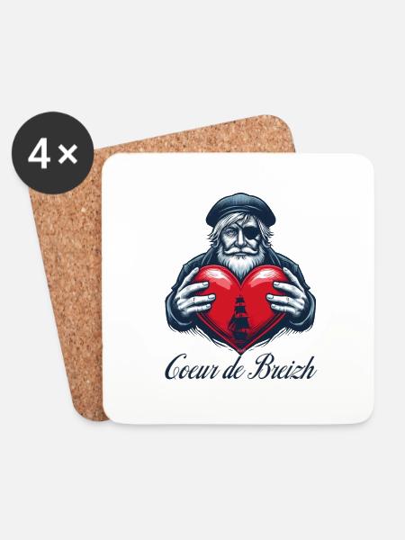 Cap-Hornier Herz von Breizh Brown - Untersetzer (4er-Set) - Weiß