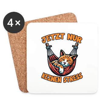 Süße Katze immer mit der Ruhe - Kätzchen schläft - Untersetzer (4er-Set) - Weiß - Vorne