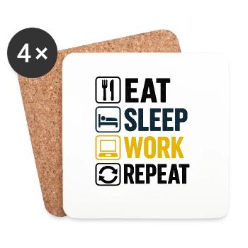 Icônes de répétition de Eat Sleep Work - Dessous de verre (lot de 4) - blanc - Devant