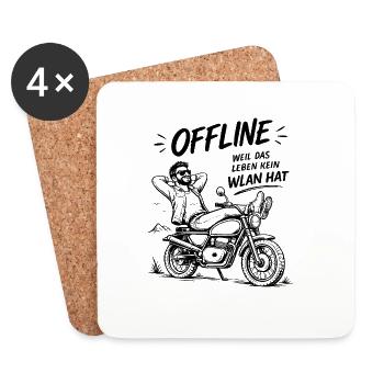 Offlineleben Motorrad Ohne WLAN - Untersetzer (4er-Set) - Weiß - Vorne