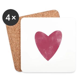 Mon coeur! ❤️ - Dessous de verre (lot de 4) - blanc - Devant
