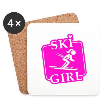 Ski Girl Skiing Girls - Dessous de verre (lot de 4) - blanc - Devant