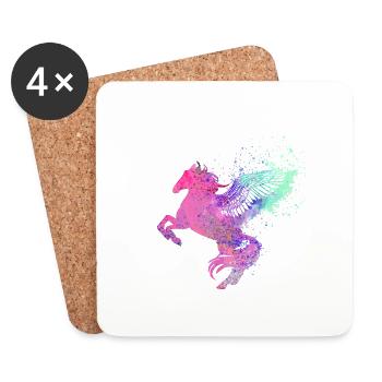 flying horse,horse with wings,horse,graffiti - Coasters (set of 4) - white - Front