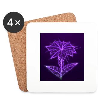 Polygonale Neon Rose - Untersetzer (4er-Set) - Weiß - Vorne