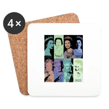 Queen II - Elizabeth England - Queen of England, - Coasters (set of 4) - white - Front