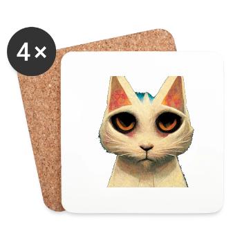 Braune Katze - Untersetzer (4er-Set) - Weiß - Vorne