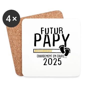 Futur Papy 2025 - Dessous de verre (lot de 4) - blanc - Devant