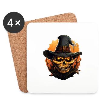 Halloween Skull Sorcerer - Coasters (set of 4) - white - Front