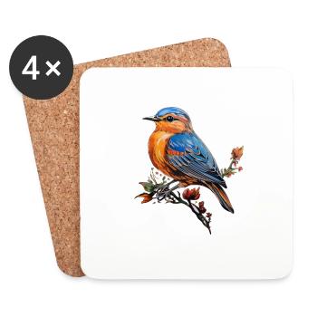 Oiseau - Dessous de verre (lot de 4) - blanc - Devant