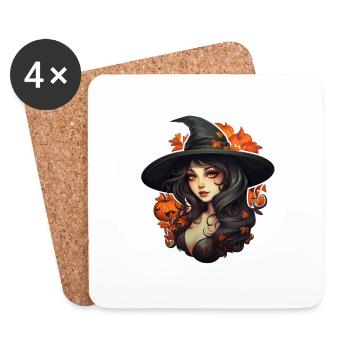 Halloween Hexe 8 - Untersetzer (4er-Set) - Weiß - Vorne