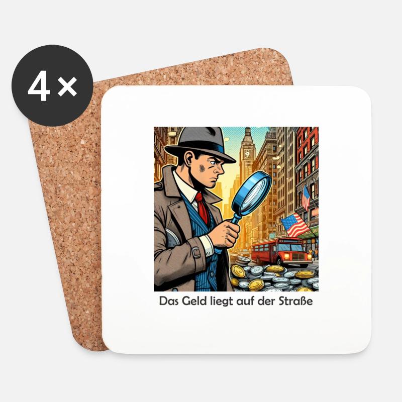 das Geld liegt auf der Straße - Untersetzer (4er-Set) - Weiß
