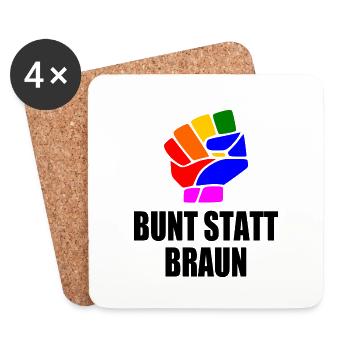 bunt statt braun - Untersetzer (4er-Set) - Weiß - Vorne