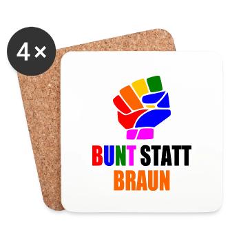bunt statt braun - Untersetzer (4er-Set) - Weiß - Vorne