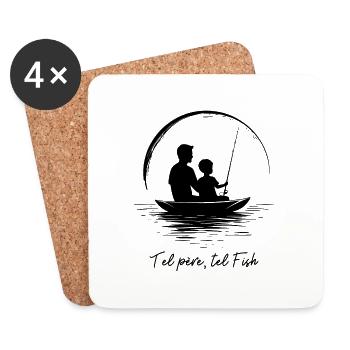Pêcheur de père en fils, une passion...la pêche - Dessous de verre (lot de 4) - blanc - Devant