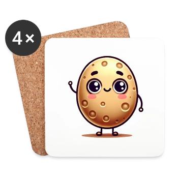 Happy Cartoon Patate Conception de personnage - Dessous de verre (lot de 4) - blanc - Devant