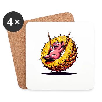Ananas Swing Piggy - Dessous de verre (lot de 4) - blanc - Devant