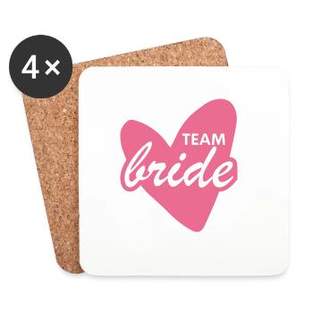 Team Bride Herz Logo Pink - Untersetzer (4er-Set) - Weiß - Vorne