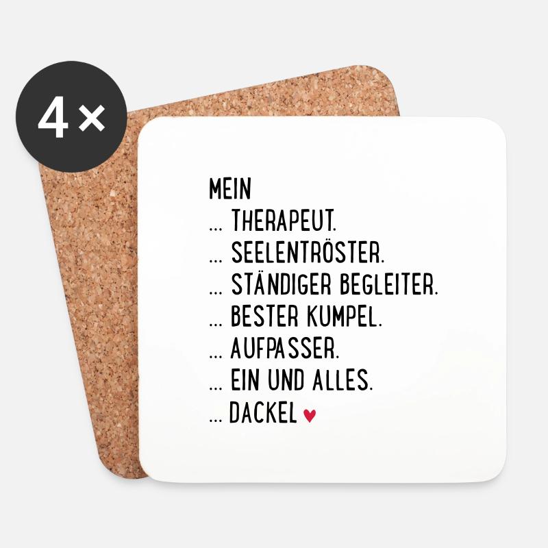 Dackel - Untersetzer (4er-Set) - Weiß