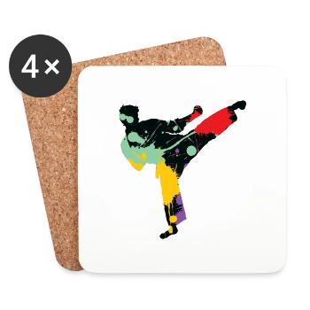 karaté - Dessous de verre (lot de 4) - blanc - Devant
