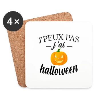 Tshirt Halloween j'peux pas j'ai Halloween - Dessous de verre (lot de 4) - blanc - Devant