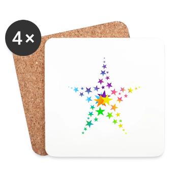 Stars colorful stars many stars - Coasters (set of 4) - white - Front