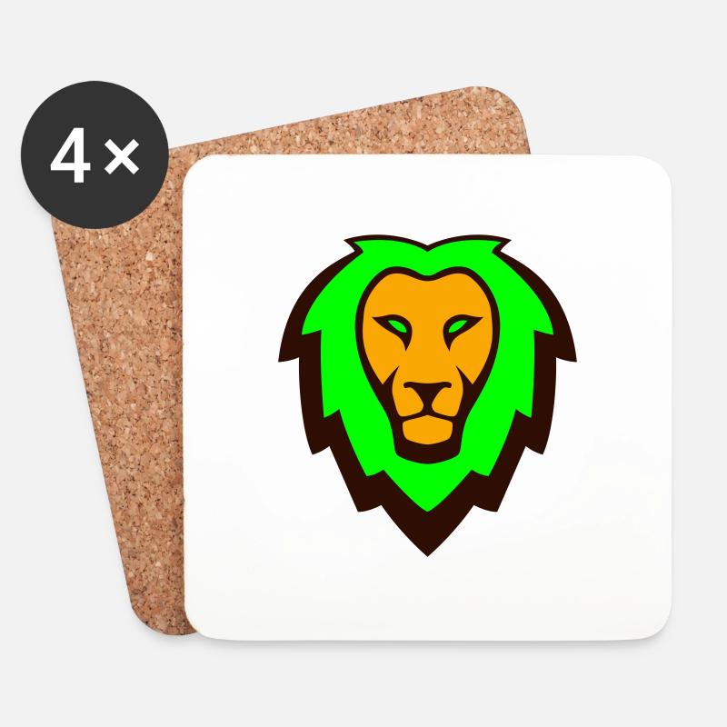 Löwe Maskottchen Logo - Untersetzer (4er-Set) - Weiß