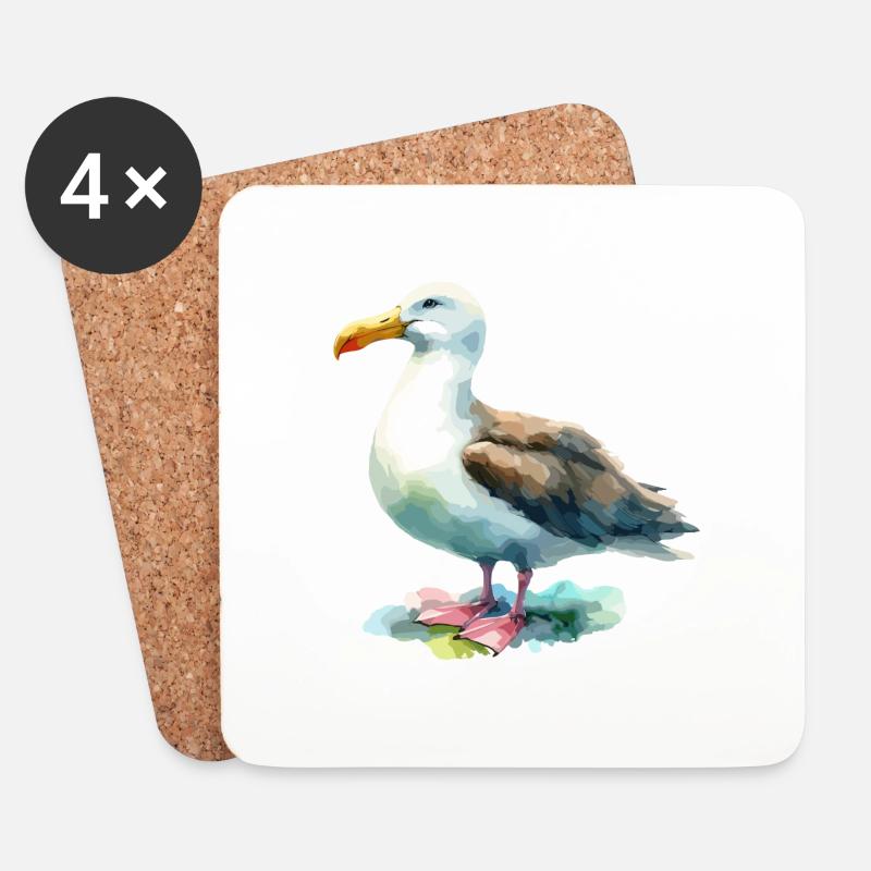 Albatros Aquarell Nordsee Küste - Untersetzer (4er-Set) - Weiß