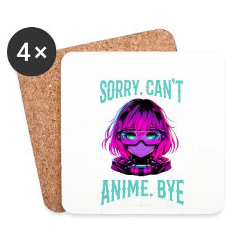 Sorry. Can't. Anime. Bye. futuristic Anime Mädchen - Untersetzer (4er-Set) - Weiß - Vorne