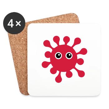 ★ Design colors changeable ★ Virus with googly eyes - Coasters (set of 4) - white - Front