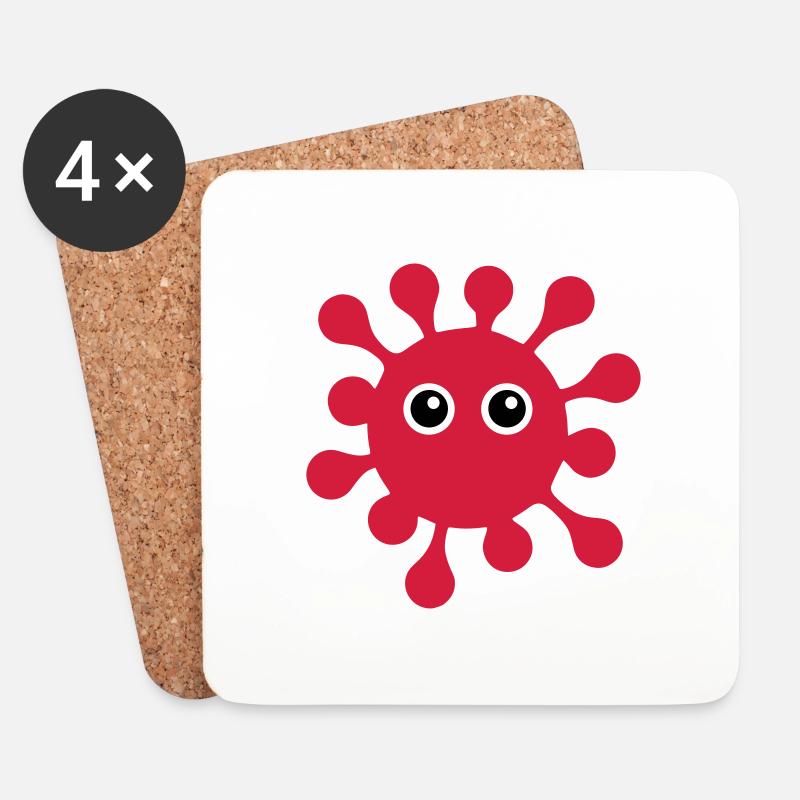 ★ Designfarben änderbar ★ Virus mit Kulleraugen - Untersetzer (4er-Set) - Weiß